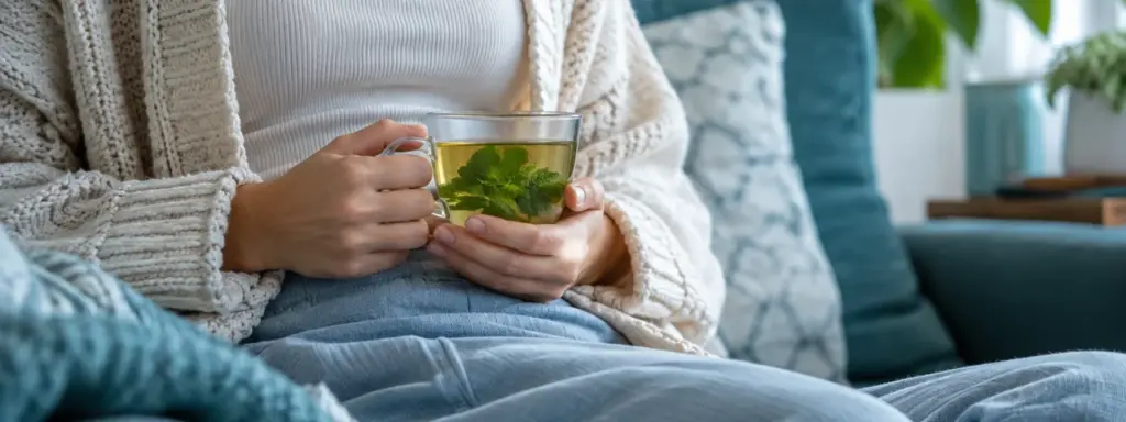 Illustration depicting common irritable bowel syndrome symptoms in females.